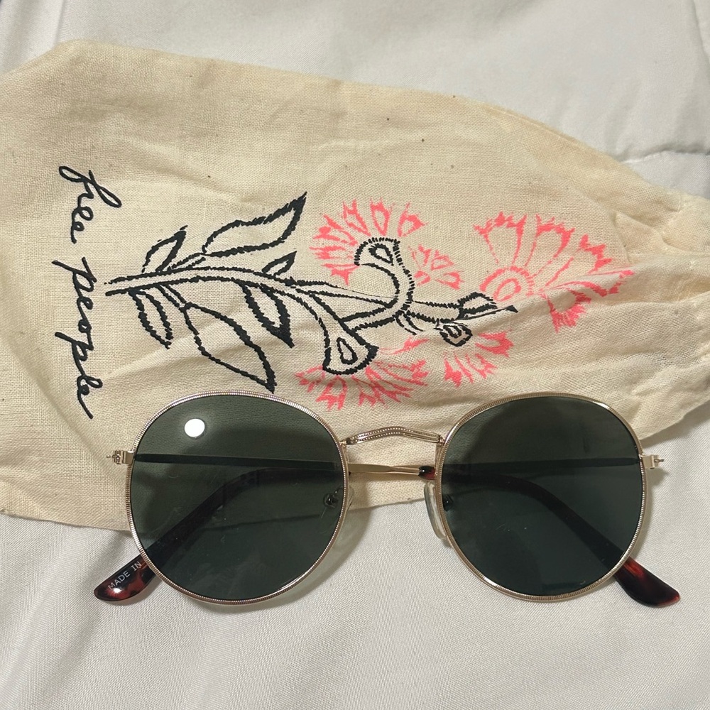 Free People Gold Frame Sunglasses with Black Lenses
